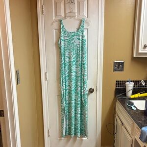 Green and White Patterned Maxi Dress
